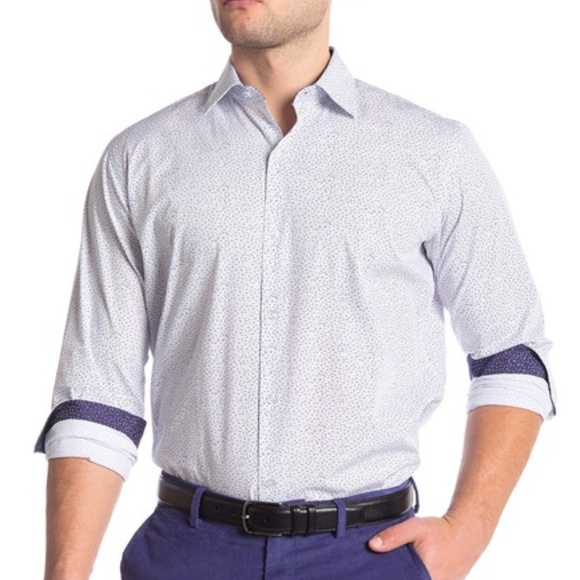 Tailorbyrd Other - TailorByrd Patterned Aqua Long Sleeve Shirt